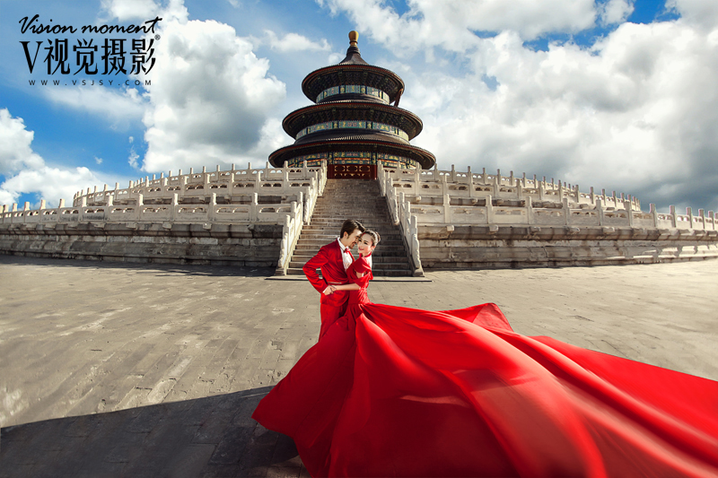 北京婚纱摄影：赞V视觉摄影天坛婚纱照，秀Met Ball中国风！